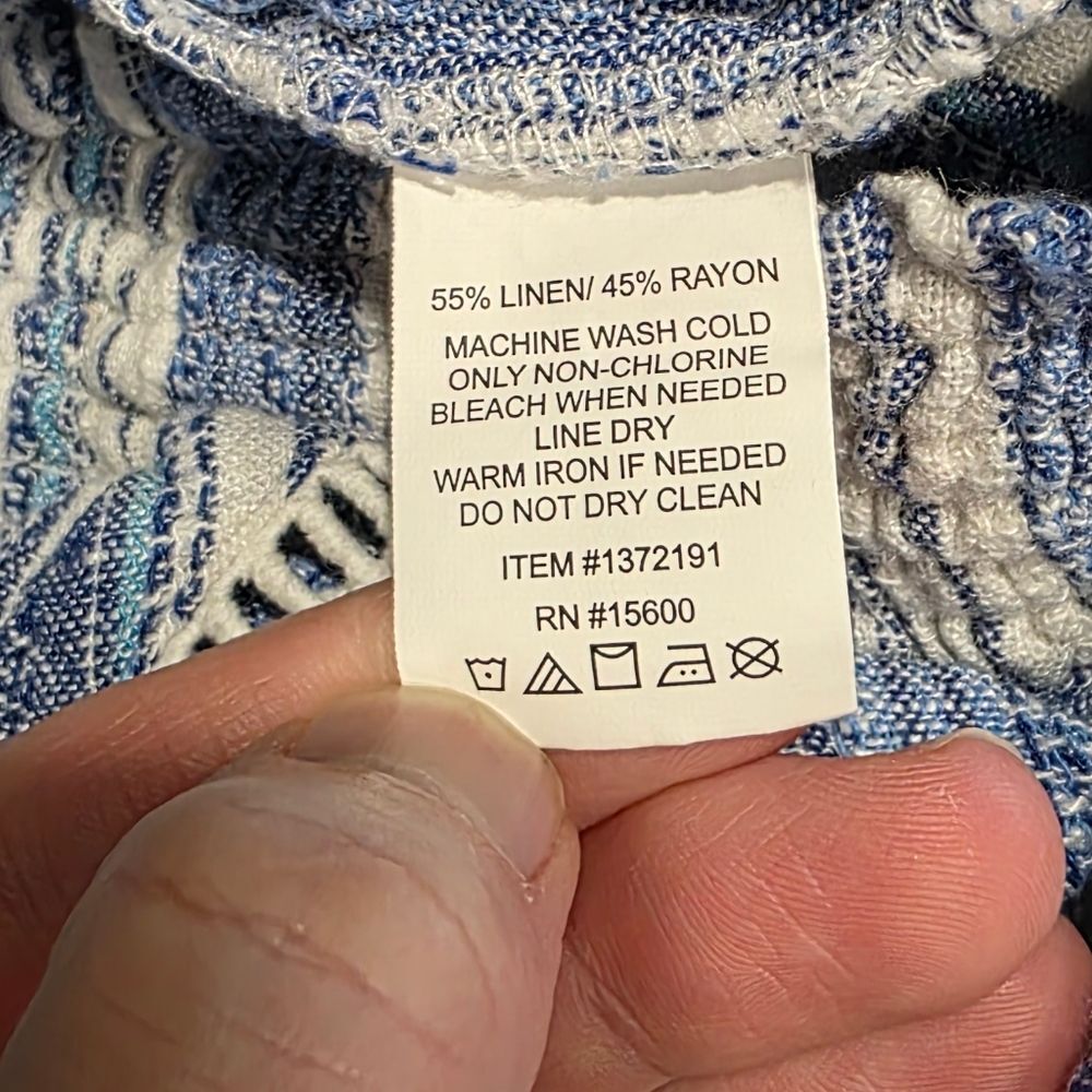 Briggs Blue and White Striped Linen Blend Shorts Elastic Waist Tassel Size XL - Picture 6 of 10